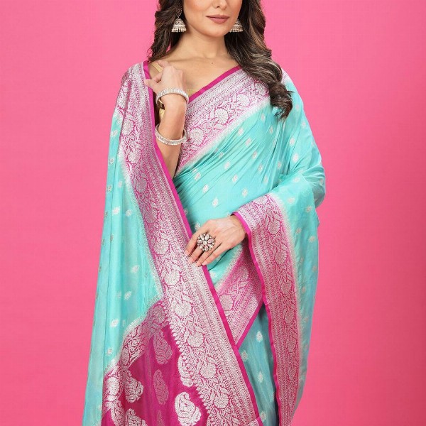 CRAFTYSTYLES Woven Design Zari Pure Silk Banarasi Saree