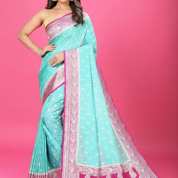 CRAFTYSTYLES Woven Design Zari Pure Silk Banarasi Saree