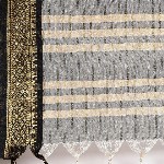 KALINI White & Black Checked Zari Silk Cotton Saree