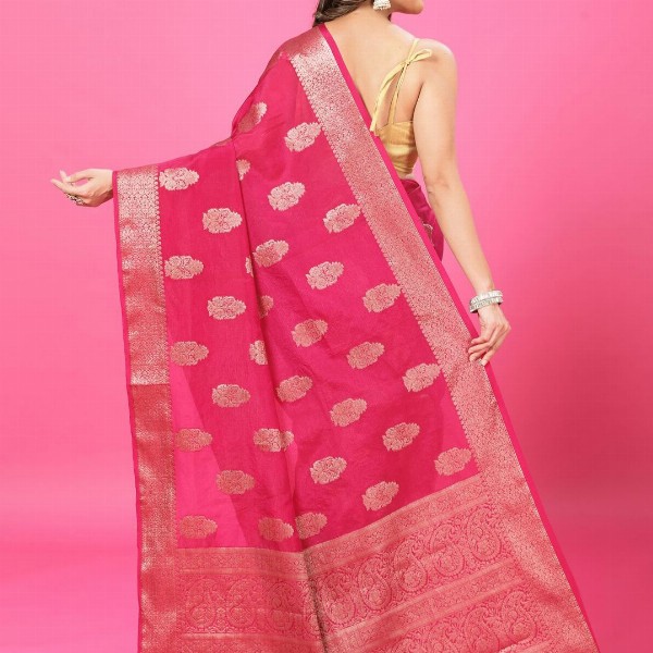 CRAFTYSTYLES Woven Design Zari Pure Crepe Banarasi Saree