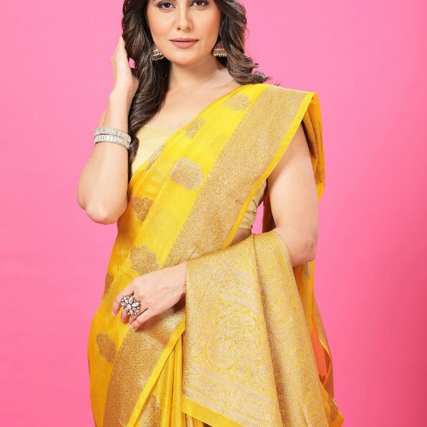 CRAFTYSTYLES Woven Design Zari Pure Crepe Banarasi Saree