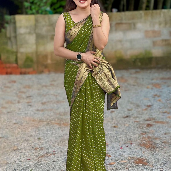 KALINI Polka Dots Woven Design Zari Saree