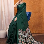 Mitera modal Ajrak Block Satin SareeWith Blouse Piece