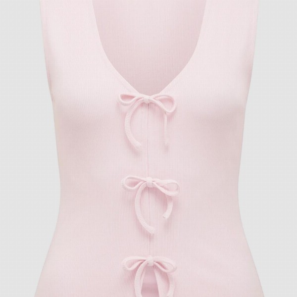 Forever New Women Vertical Stripes Striped Bow Tank Top