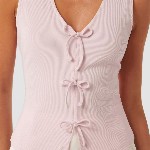 Forever New Women Vertical Stripes Striped Bow Tank Top