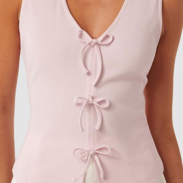 Forever New Women Vertical Stripes Striped Bow Tank Top