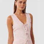 Forever New Women Vertical Stripes Striped Bow Tank Top