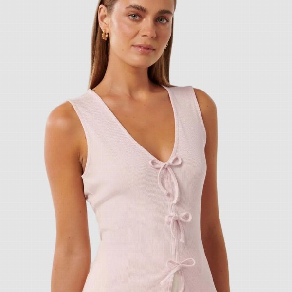 Forever New Women Vertical Stripes Striped Bow Tank Top