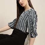her by invictus Striped Puff Sleeves Top