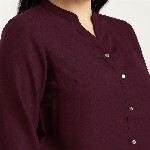 Sztori Plus Size Women Burgundy Solid Top