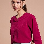 DressBerry Round Neck Three-Quarter Sleeves Top