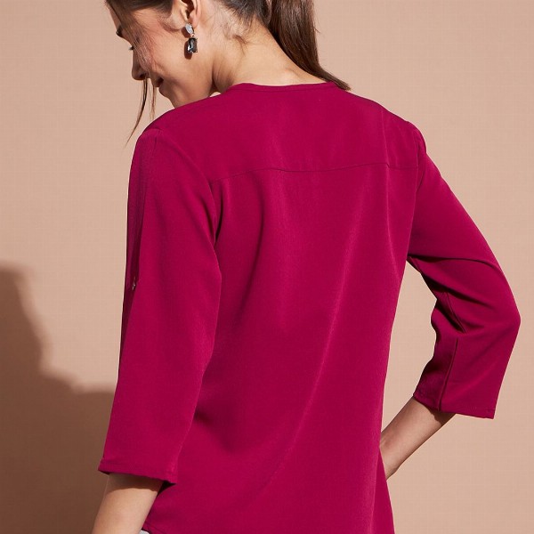 DressBerry Round Neck Three-Quarter Sleeves Top