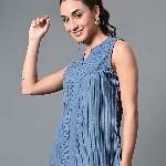 The Roadster Life Co. Women Self Design Keyhole Neck Polyester Top