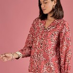 DressBerry Women Printed Lapel Collar Top