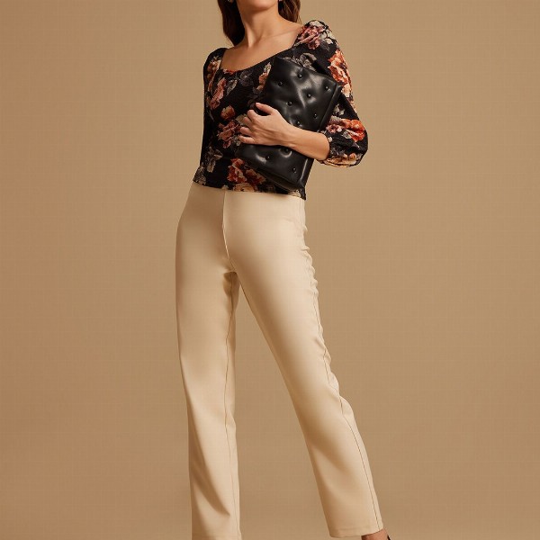 Kazo Women Black & Pink Floral Print Top