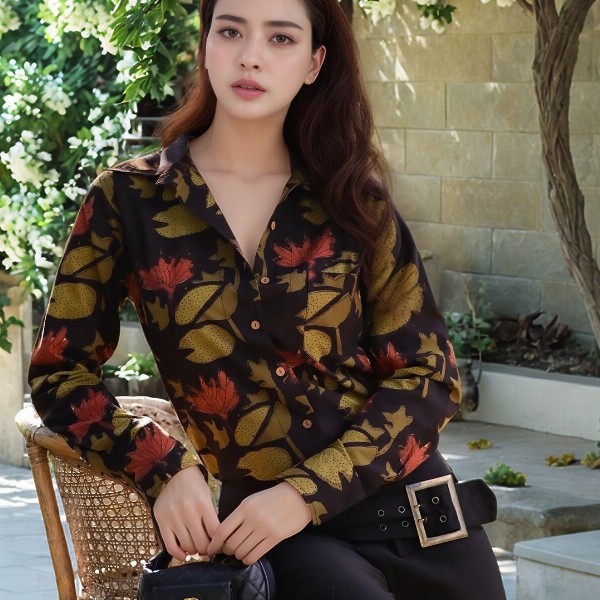 The Roadster Lifestyle Co. Shirt Collar Floral Printed Shirt Style Top