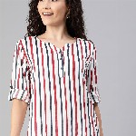HERE&NOW White Striped Shirt Style Top