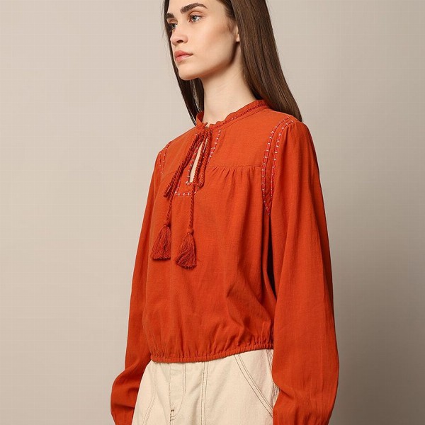 ONLY Tie-Up Neck Bohemian Blouson Top