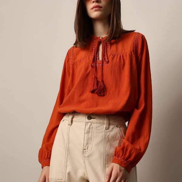 ONLY Tie-Up Neck Bohemian Blouson Top