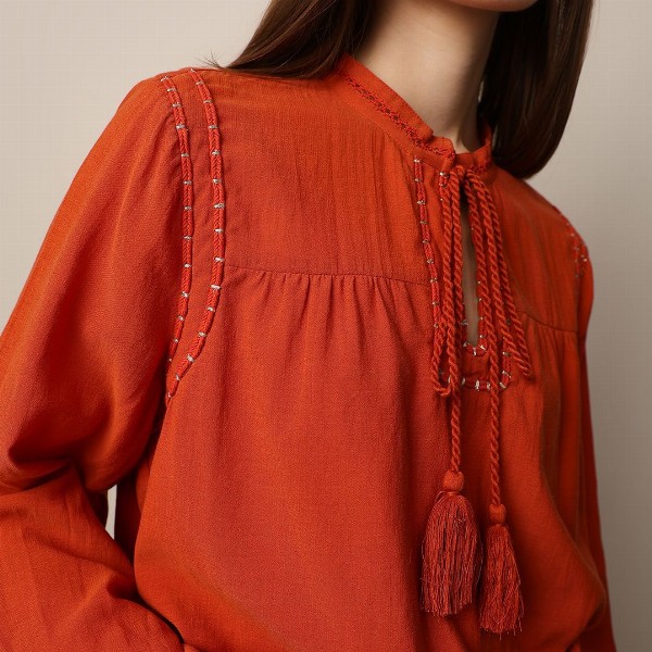 ONLY Tie-Up Neck Bohemian Blouson Top