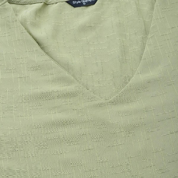 Style Quotient V-Neck Cuffed Sleeve Top