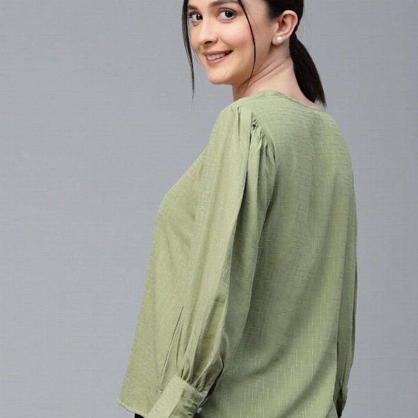 Style Quotient V-Neck Cuffed Sleeve Top