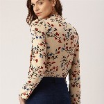 all about you Women Beige & Rust Red Floral Printed Top