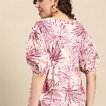 all about you Floral Print Puff Sleeves Cotton Top