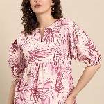 all about you Floral Print Puff Sleeves Cotton Top
