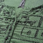 HERE&NOW Women Olive Green & Black Print Mandarin Collar Roll-Up Sleeves Top