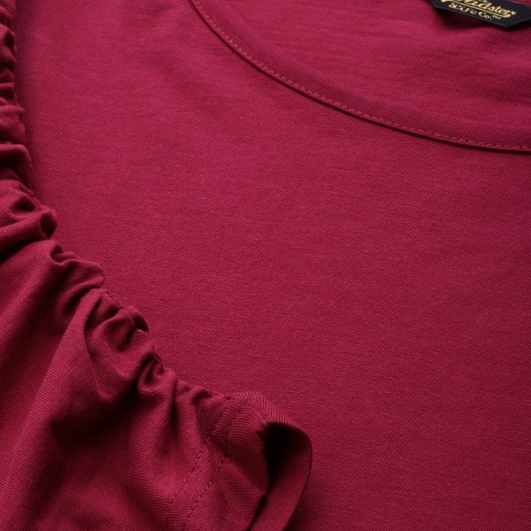 The Roadster Life Co. Women Red Solid Round Neck Pure Cotton Top