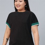 The Roadster Lifestyle Co Black Extended Sleeves Regular Top