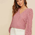 Stylecast X Slyck Polka Dot Printed Puff Sleeve Top