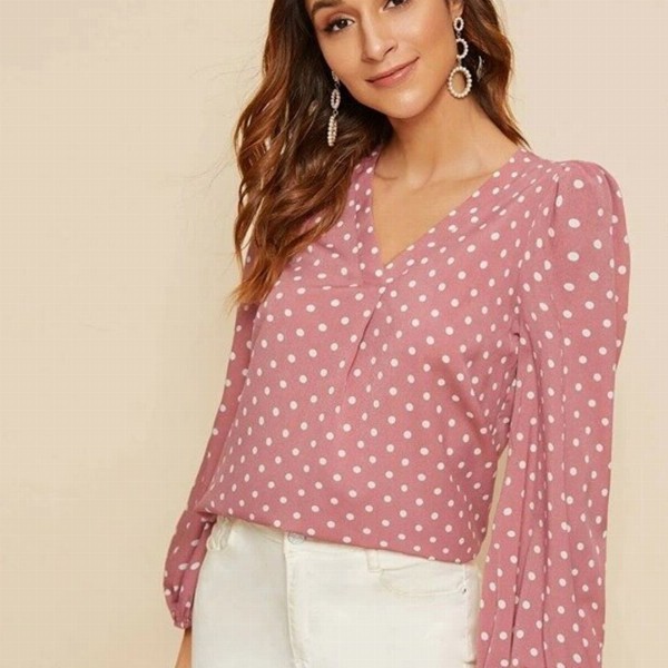Stylecast X Slyck Polka Dot Printed Puff Sleeve Top