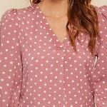 Stylecast X Slyck Polka Dot Printed Puff Sleeve Top