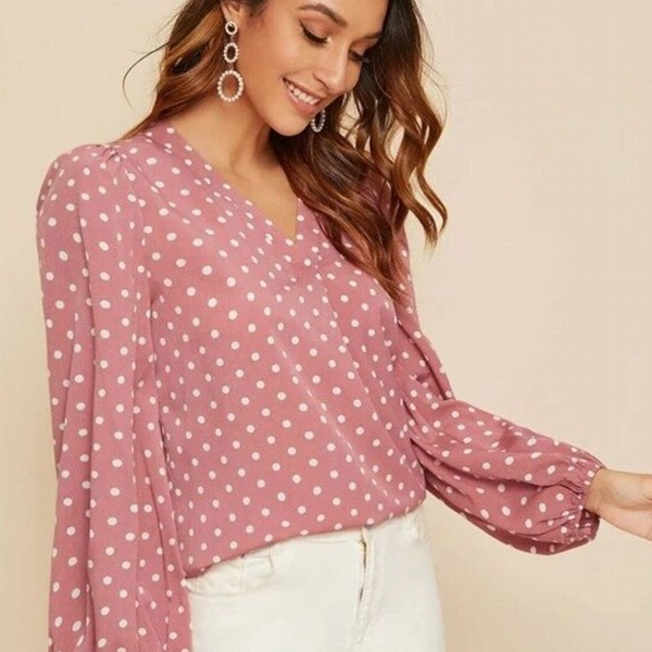 Stylecast X Slyck Polka Dot Printed Puff Sleeve Top
