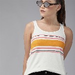Roadster White  Yellow Striped Tank Top