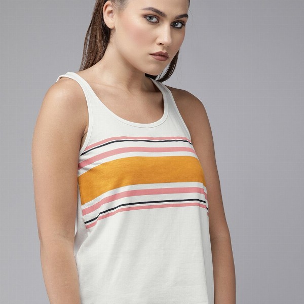 Roadster White  Yellow Striped Tank Top