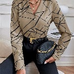 Stylecast X Slyck Geometric Printed Shirt Style Top