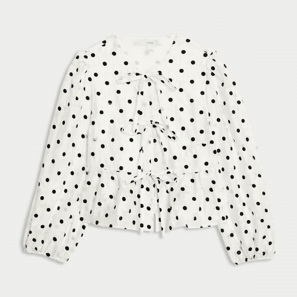 Marks & Spencer Polka Dot Printed Puff Sleeve Top