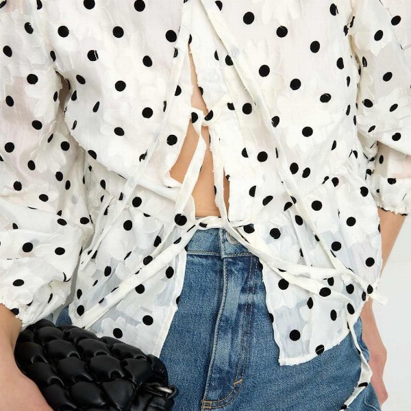 Marks & Spencer Polka Dot Printed Puff Sleeve Top