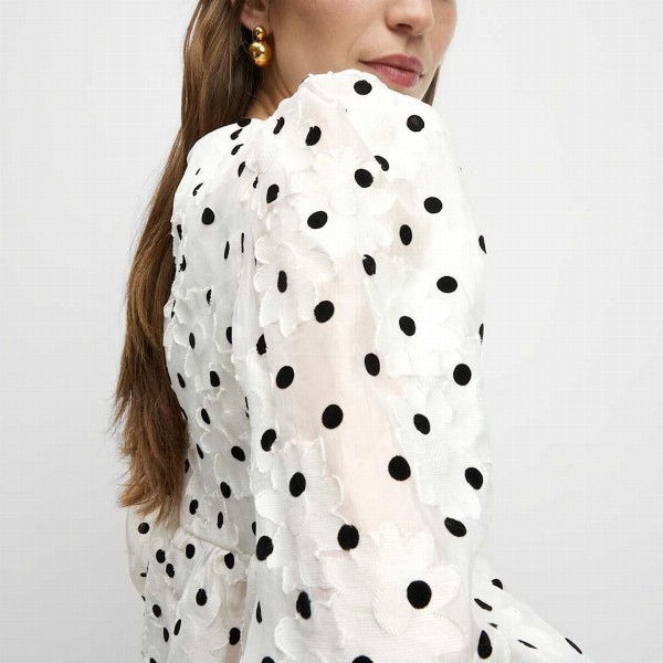 Marks & Spencer Polka Dot Printed Puff Sleeve Top