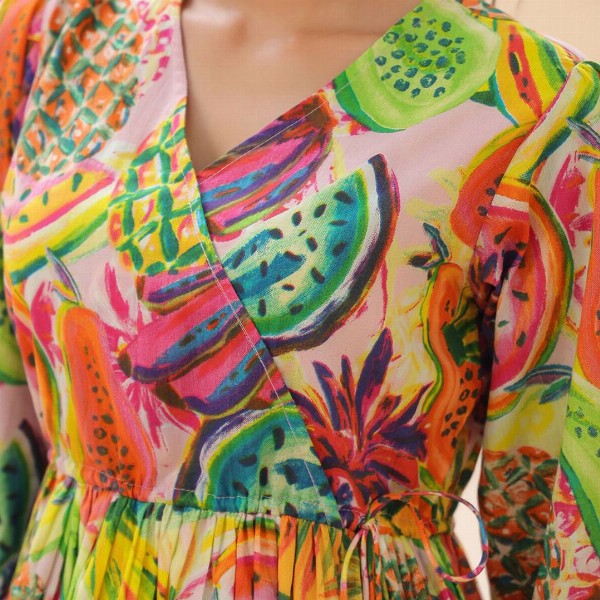 Rain & Rainbow Abstract Printed Cotton Wrap Top