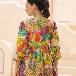 Rain & Rainbow Abstract Printed Cotton Wrap Top