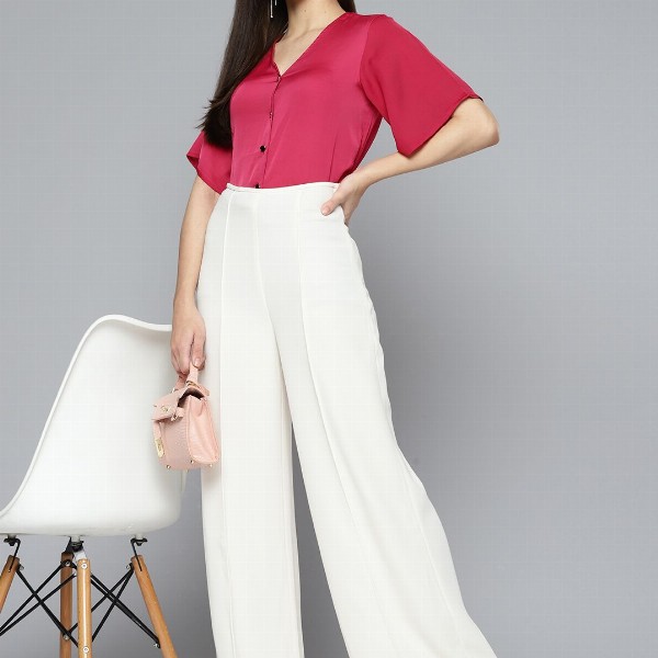 Chemistry V-Neck Shirt Style Satin Top