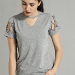 Roadster Time Travlr Women Grey Melange Solid Top