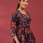 Rain & Rainbow Floral Print Cotton Empire Top