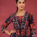 Rain & Rainbow Floral Print Cotton Empire Top