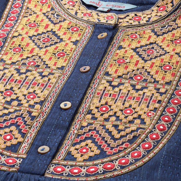 aarke Ritu Kumar Geometric Embroidered Mandarin Collar Top