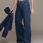 The Roadster Life Co. Women Wide Leg High-Rise Light Fade Stretchable Jeans